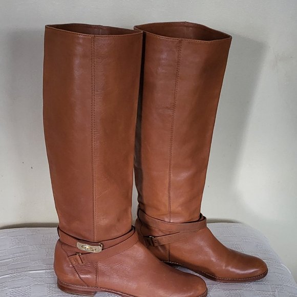 COACH LEATHER TAN CHRISTINE RIDING BOOTS - Picture 7 of 9